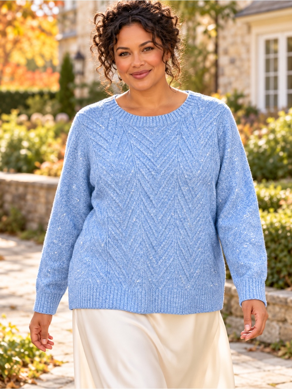 Croft & Barrow Cornflower Blue Sweater XXL | Subtle Silver Shimmer